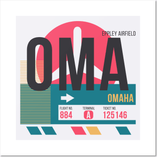 Omaha (OMA) Airport // Sunset Baggage Tag Posters and Art